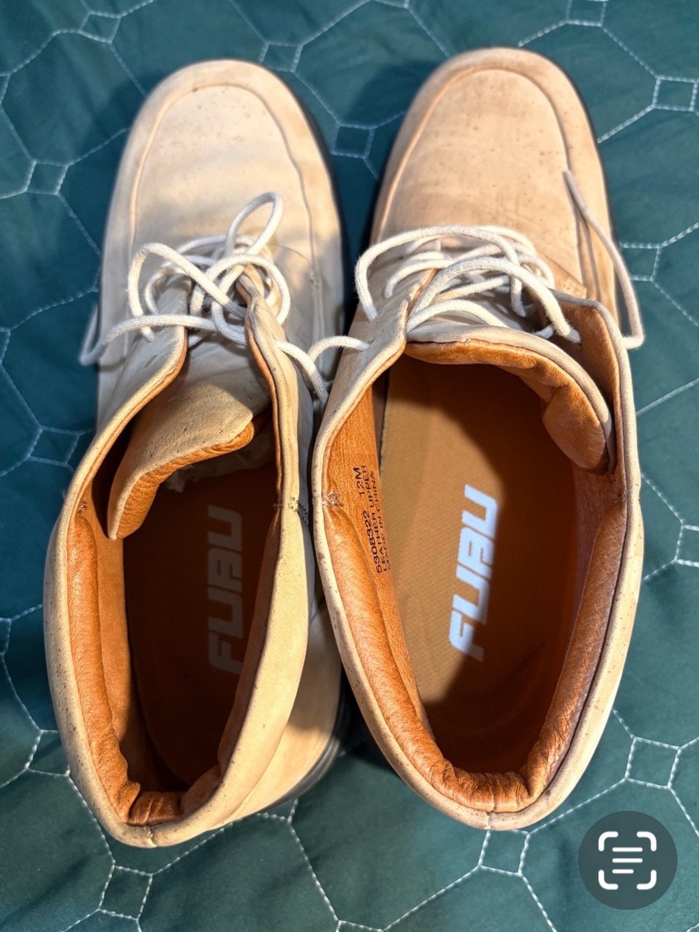 FUBU Men's Beige High-Top Sneakers with Tan Lining